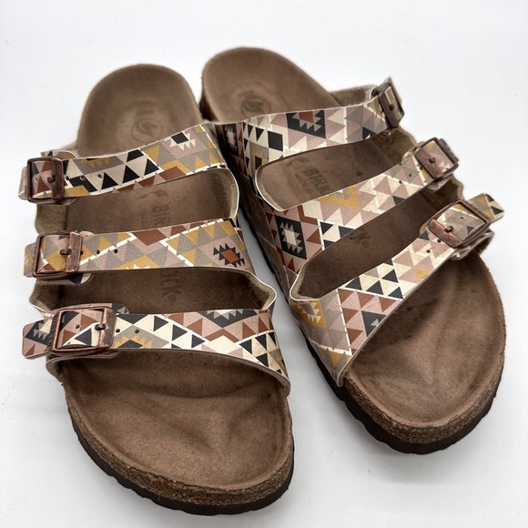 Women's BIRKENSTOCK Florida Fresh Vegan Aztec Ethno Mocha Birko Flor 41 US 10.5 - Picture 1 of 10
